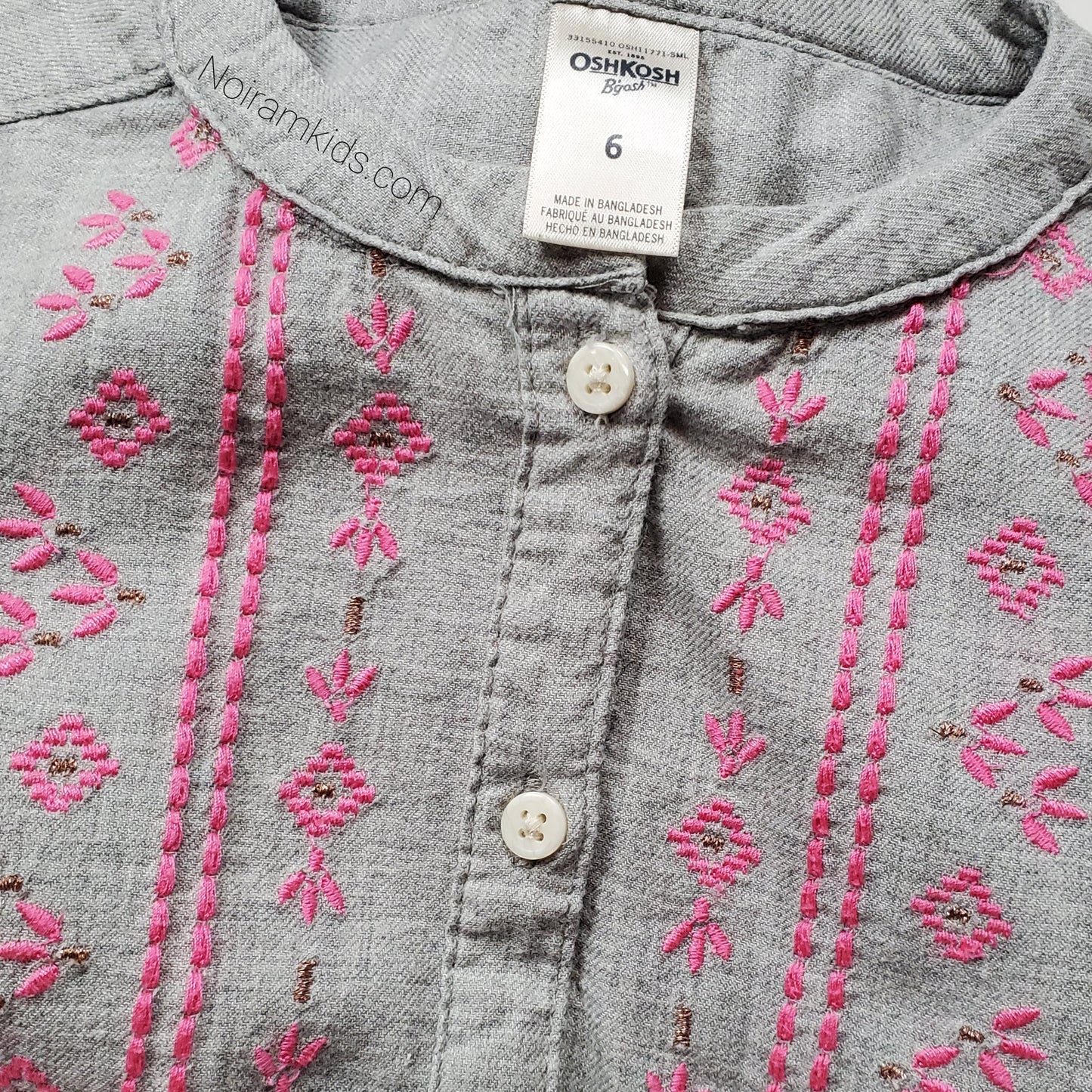 Oshkosh Grey Tunic Girls Top Size 6 Used View 3