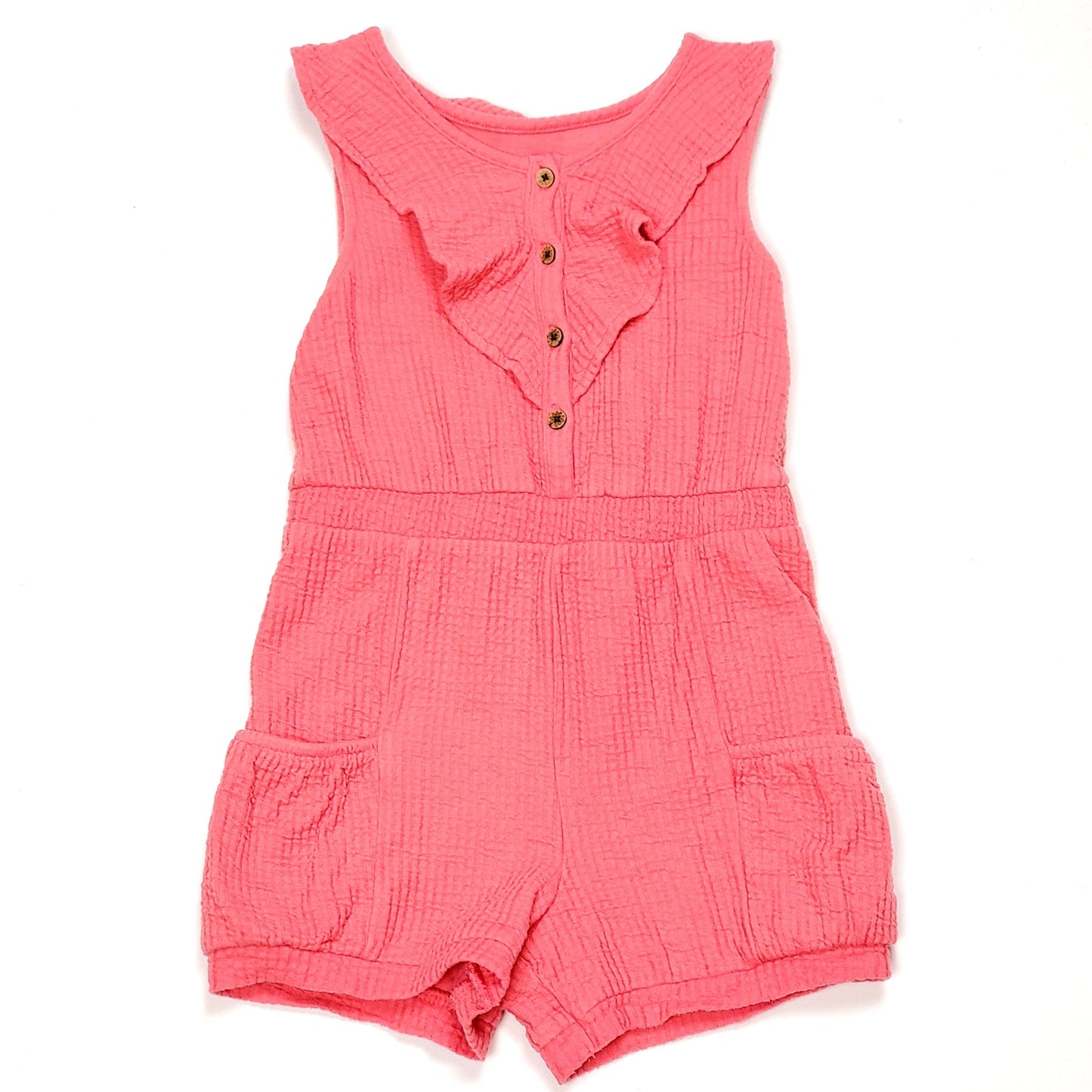 Genuine Kids Oshkosh Girls Pink Knit Romper 5T Used View 1
