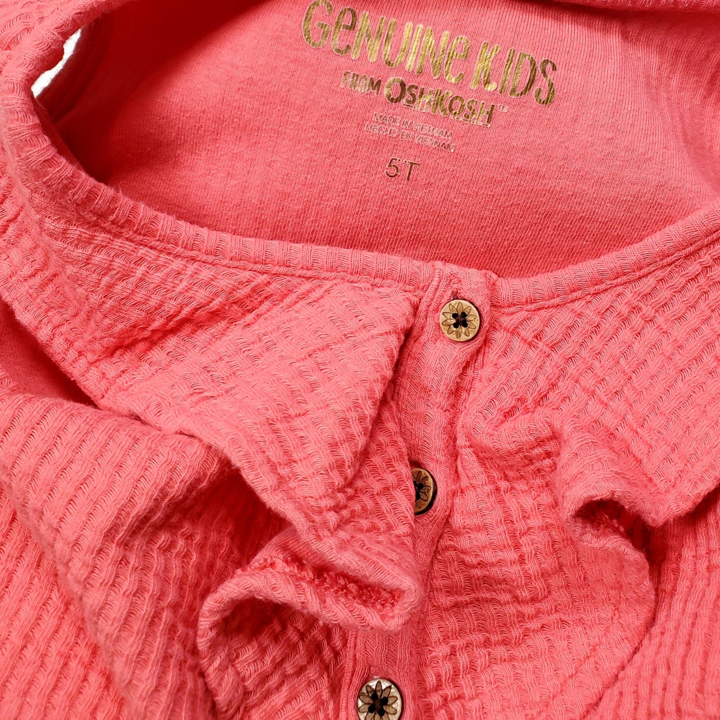 Genuine Kids Oshkosh Girls Pink Knit Romper 5T Used View 3