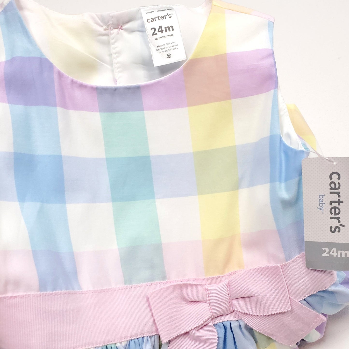 Carters Pastel Plaid Girls Dress 24M NWT View 4
