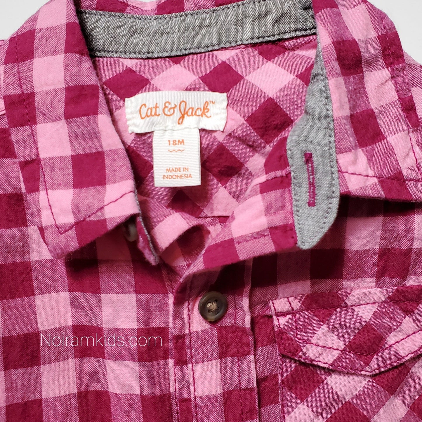Cat Jack Pink Check Plaid Girls Shirt 18M Used View 3