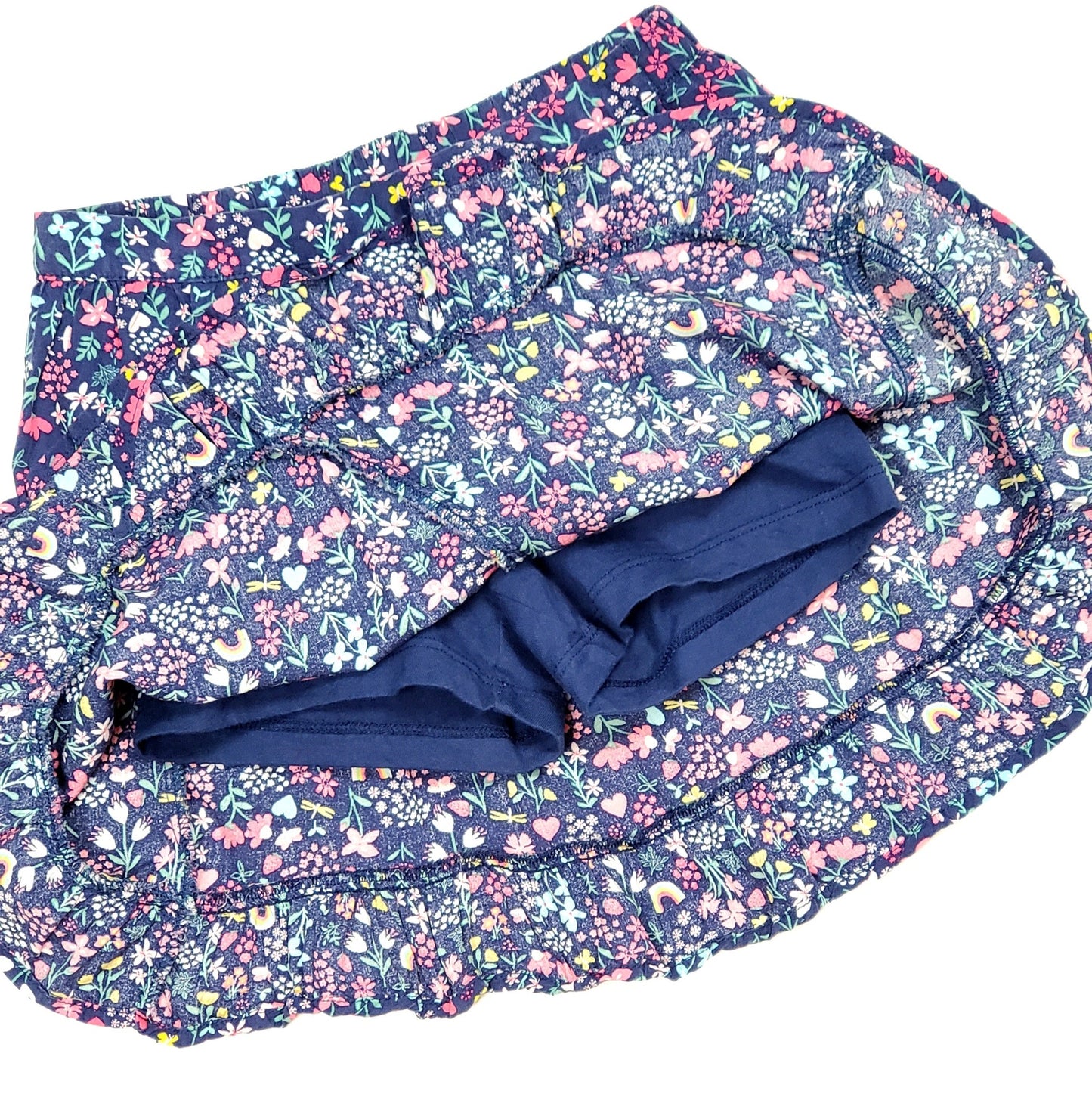 Carters Girls Rainbow Floral Ruffle Skort Size 7 Used View 4