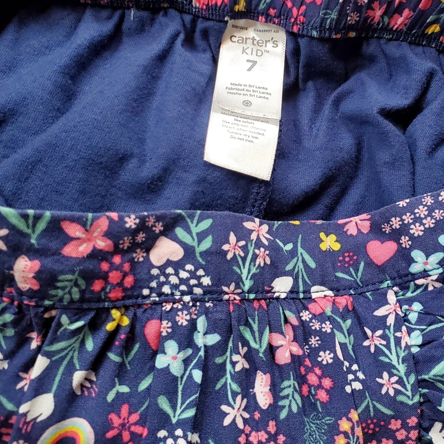 Carters Girls Rainbow Floral Ruffle Skort Size 7 Used View 5
