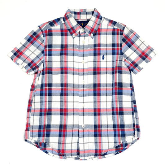 Ralph Lauren Boys Blue White Plaid Shirt Size 5 Used View 1