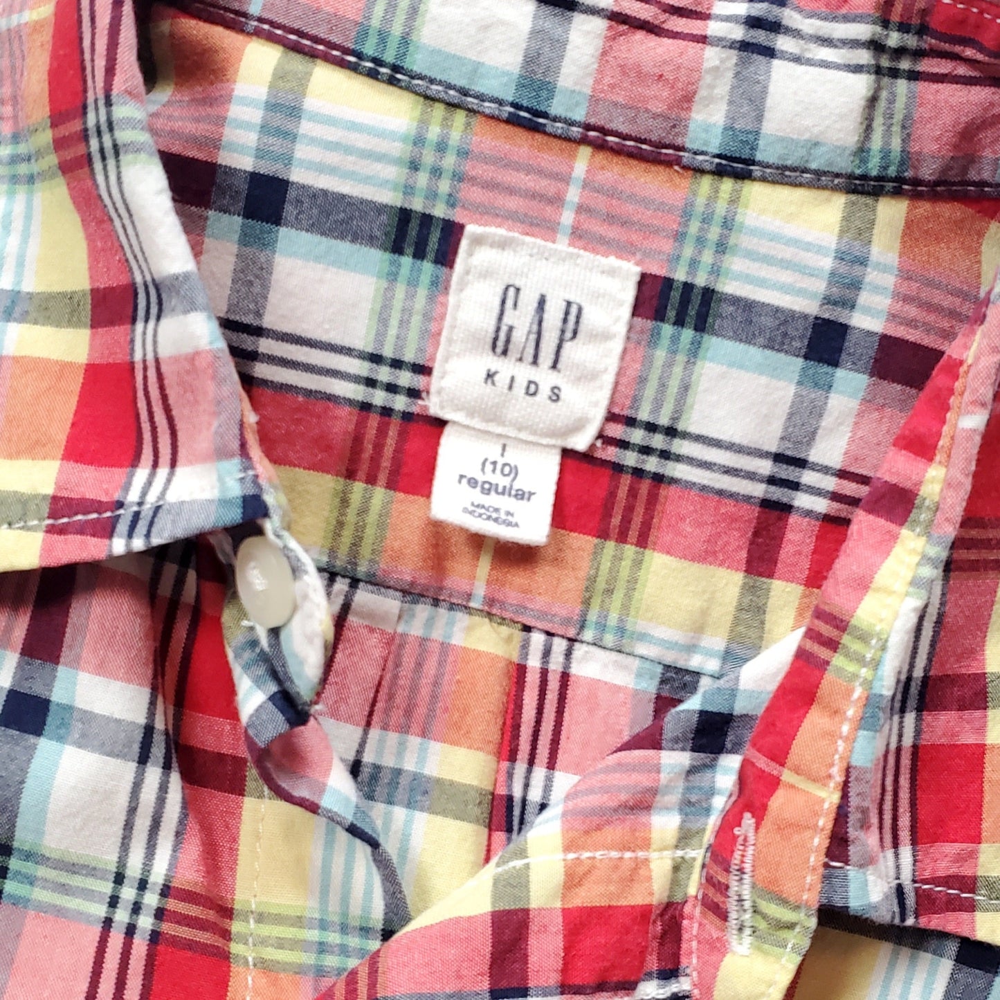Gap Kids Red Plaid Boys Shirt Size 10 Used View 3
