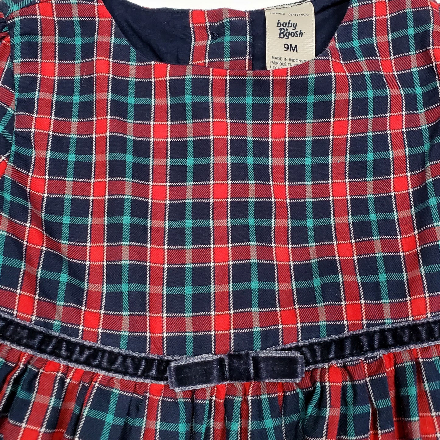 Oshkosh Girls Red Plaid Holiday Dress 9M Used View 4