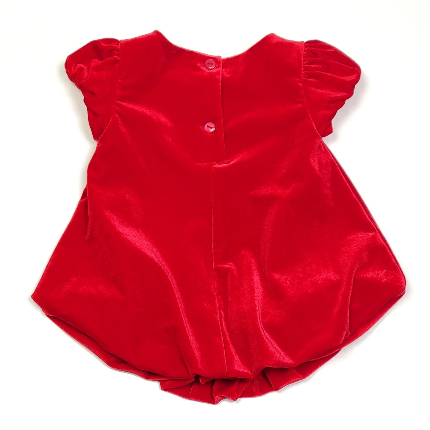 Bonnie Baby Red Velvet Girls Bubble Romper 3M Used, back