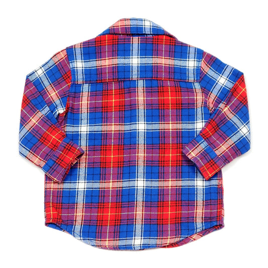 Carters Red White Blue Boys Flannel Shirt 9M Used View 2