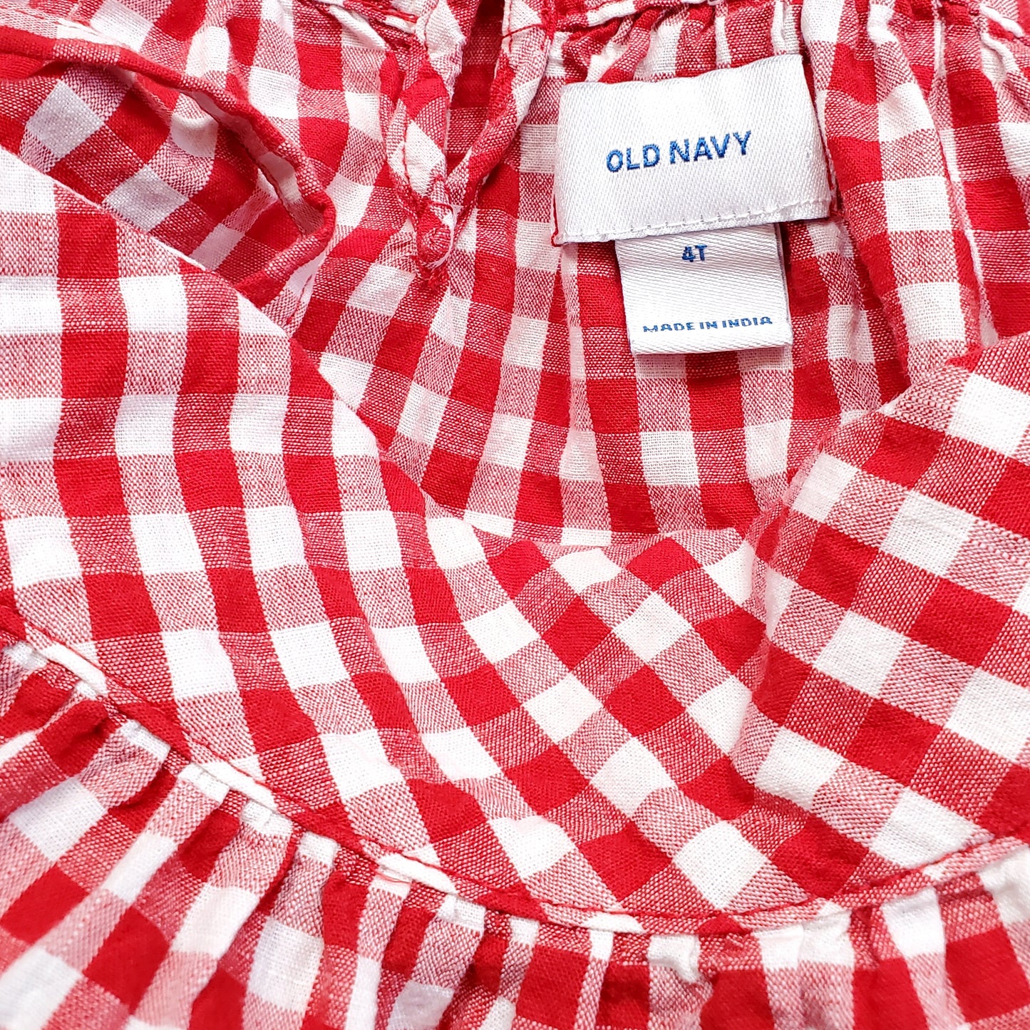 Old Navy Girls Red White Check Plaid Tank Top 4T Used View 4