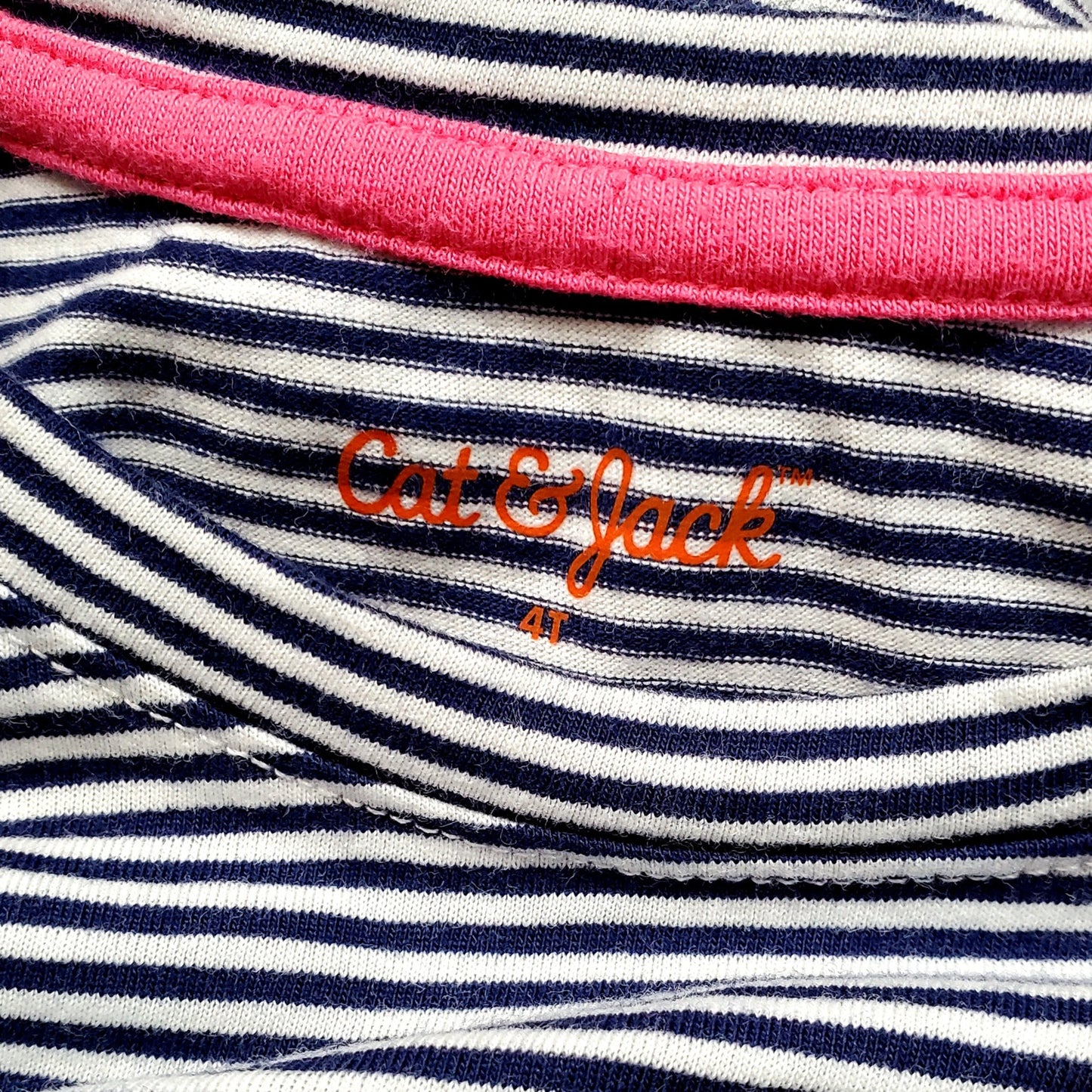 Cat Jack Girls Striped Heart Pocket Tee 4T Used View 3