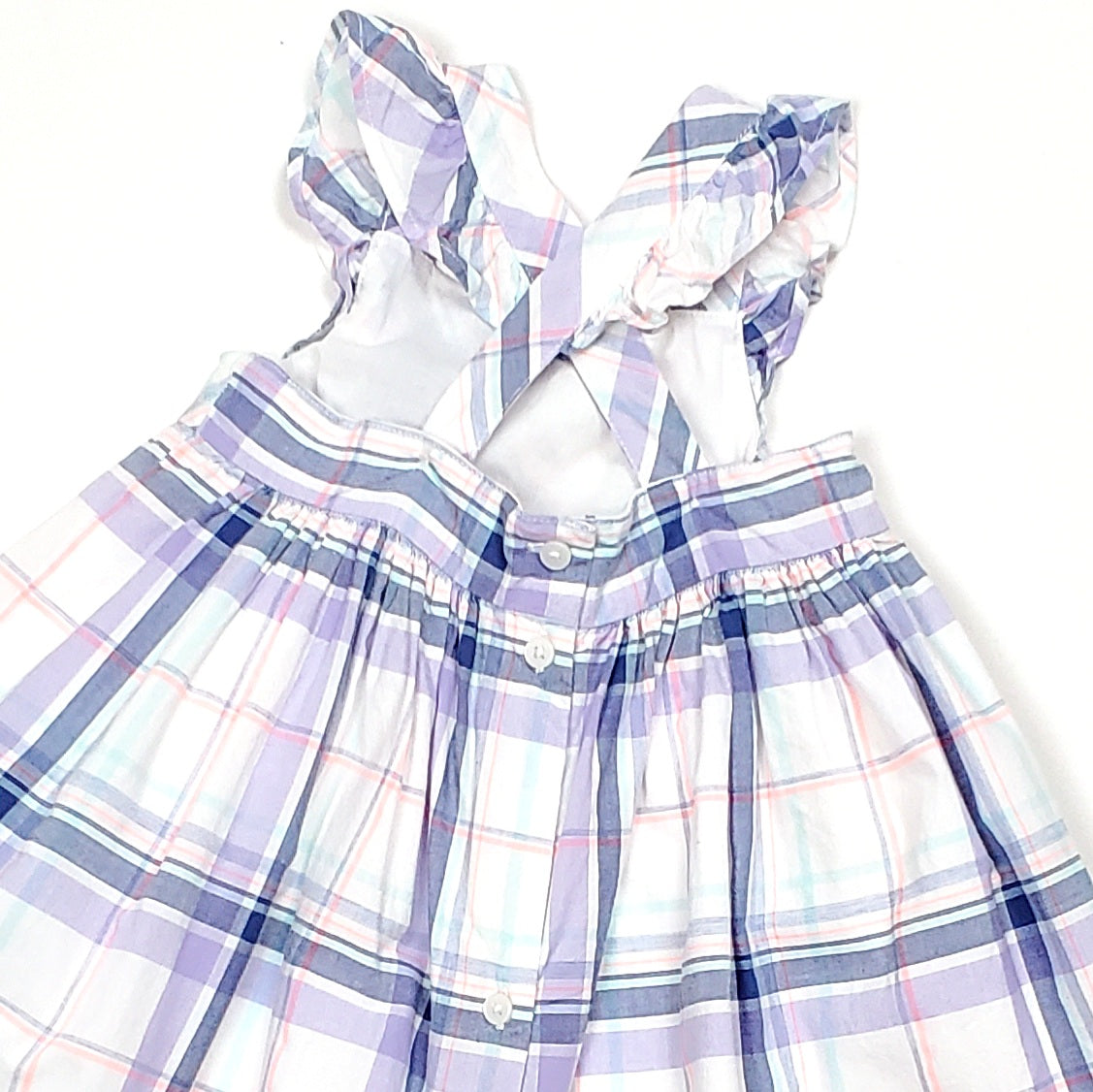 Oshkosh White Purple Plaid Girls Dress 18M Used View 3