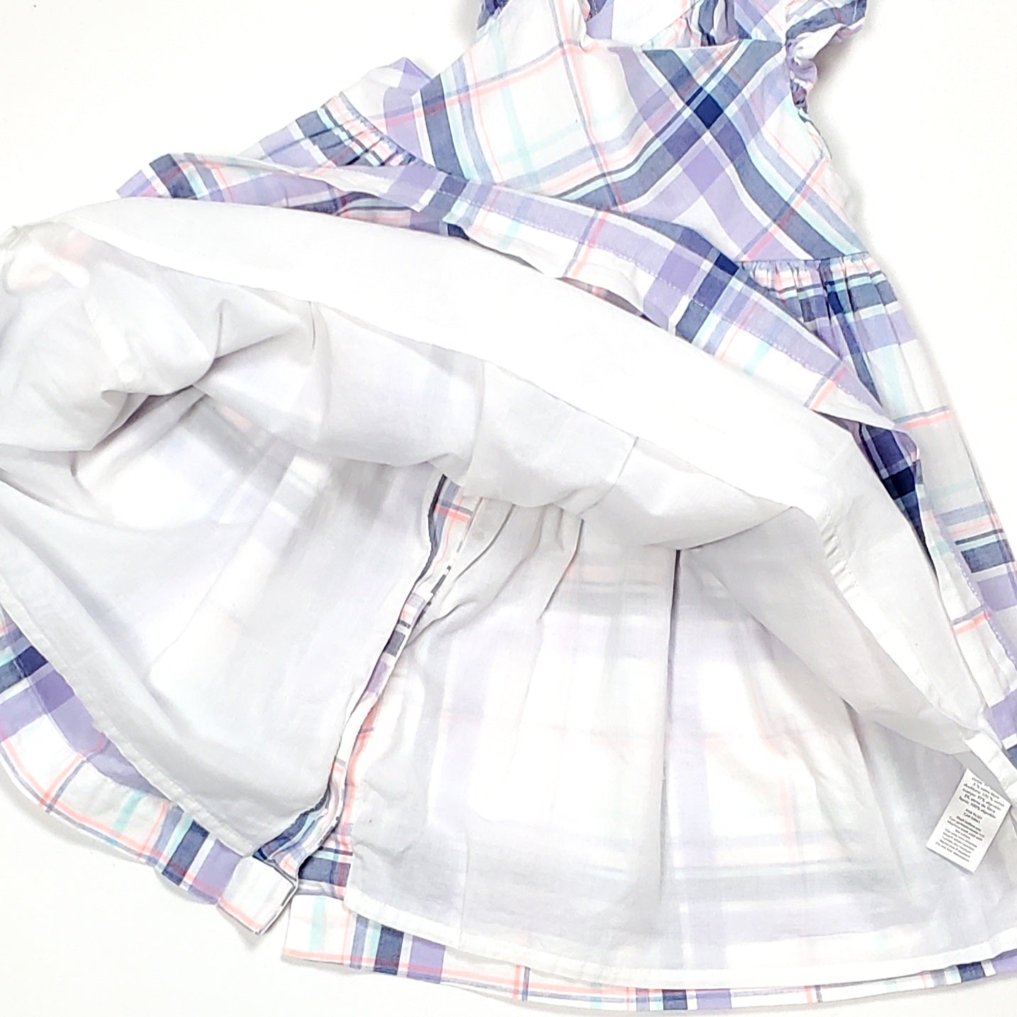 Oshkosh White Purple Plaid Girls Dress 18M Used View 4