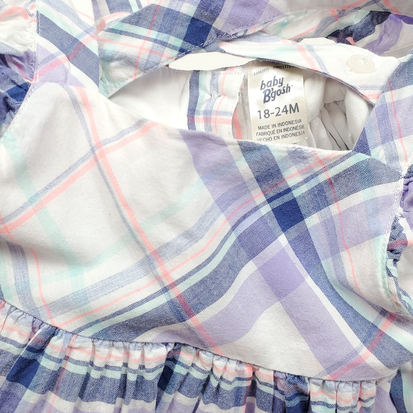 Oshkosh White Purple Plaid Girls Dress 18M Used View 5