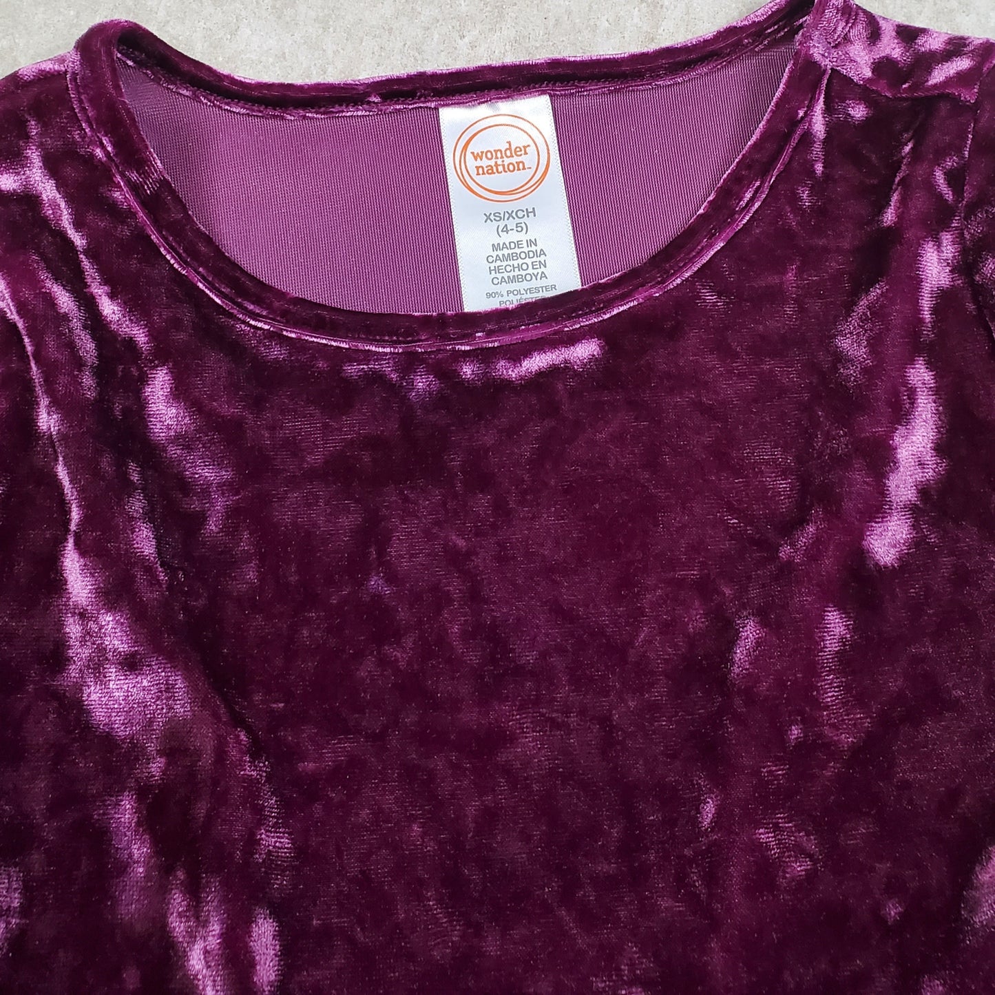 Wonder Nation Girls Purple Crushed Velvet Dress Size 4 Used View 3