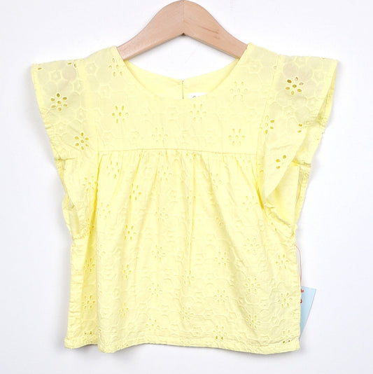 Cat Jack Girls Yellow Eyelet Top 3T NWT View 1