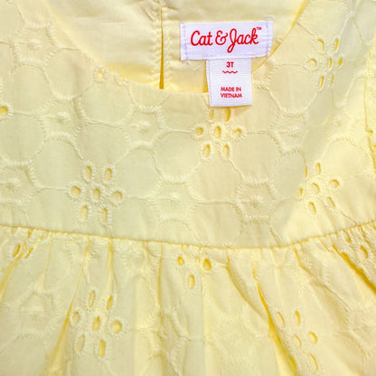 Cat Jack Girls Yellow Eyelet Top 3T NWT View 3