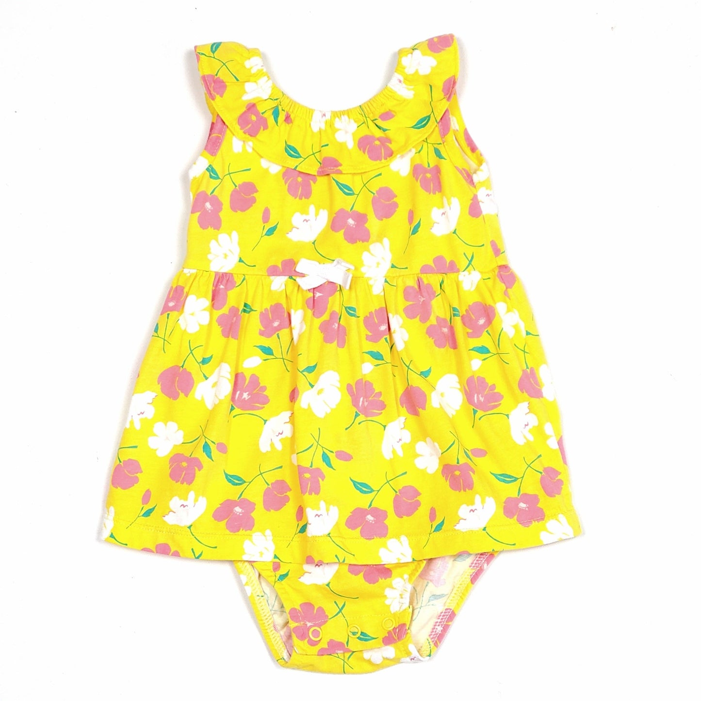 Carters Girls Yellow Floral Onesie Dress 18M Used View 1