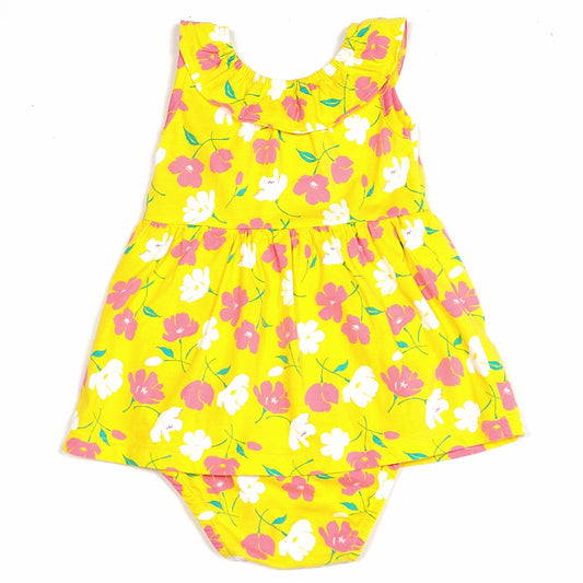 Carters Girls Yellow Floral Onesie Dress 18M Used View 2