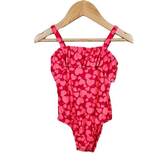 Baby Gap One Piece Heart Print Swimsuit 4T Red View 1