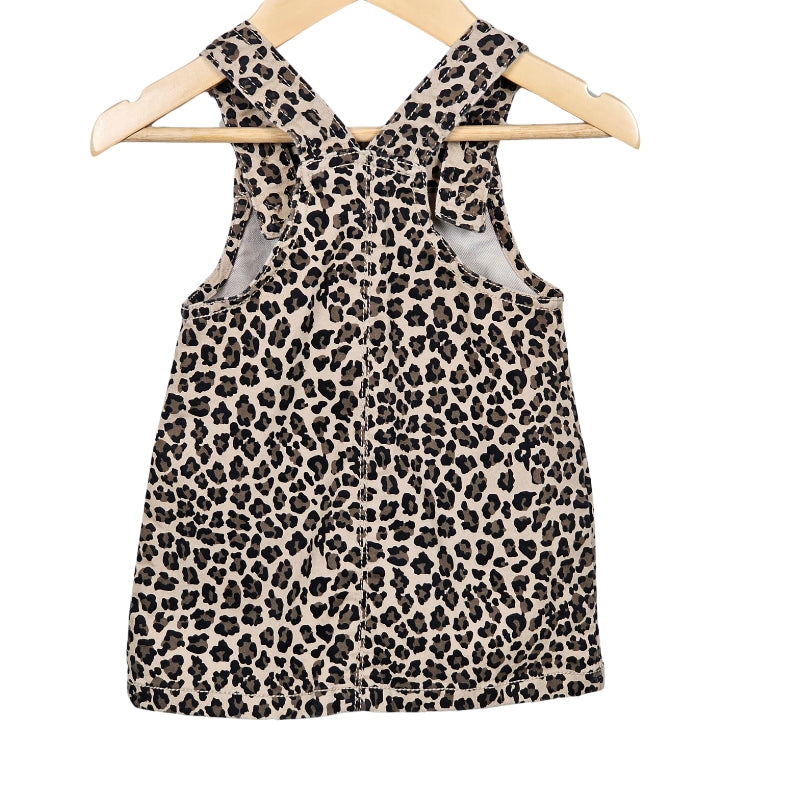 Wonder Nation Baby Girl Leopard Jumper Dress 12M Tan back