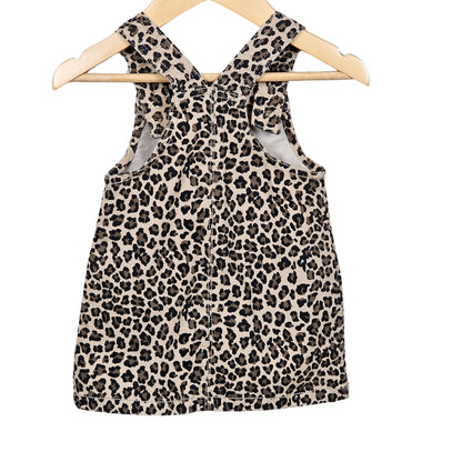 Wonder Nation Baby Girl Leopard Jumper Dress 12M Tan back
