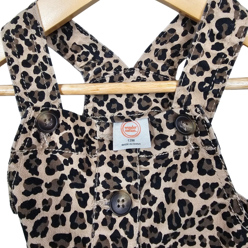 Wonder Nation Baby Girl Leopard Jumper Dress 12M Tan tag