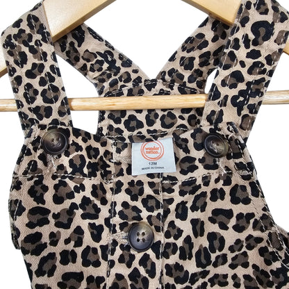 Wonder Nation Baby Girl Leopard Jumper Dress 12M Tan tag