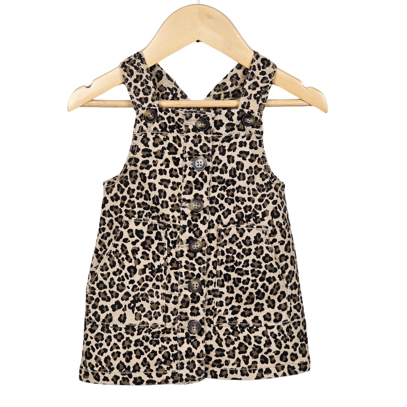 Wonder Nation Baby Girl Leopard Jumper Dress 12M Tan front