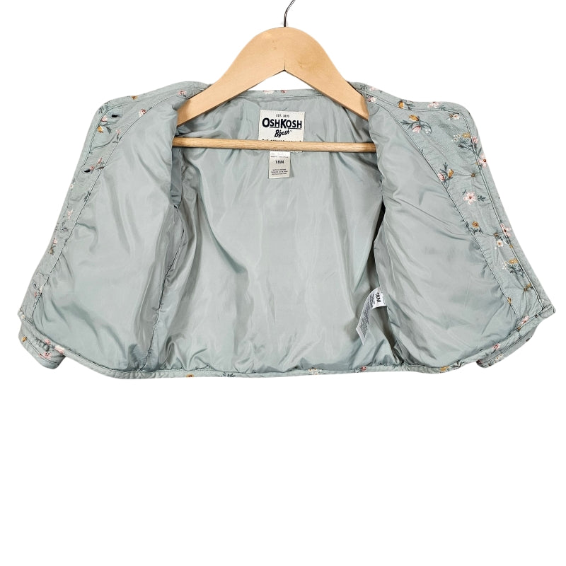 Oshkosh Baby Girl Quilted Floral Jacket 18M Green lining