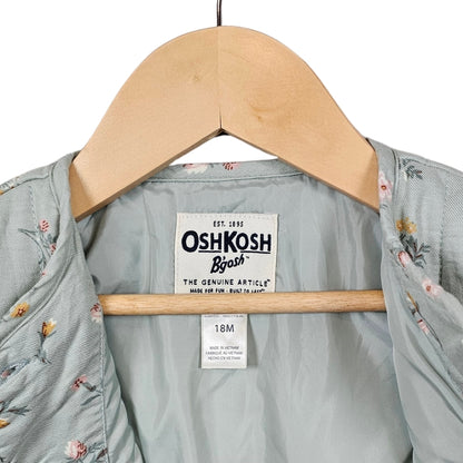 Oshkosh Baby Girl Quilted Floral Jacket 18M Green tag