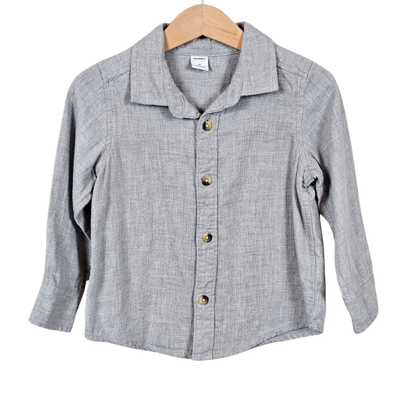 Old Navy Boys Long Sleeve Button Down Shirt Grey 2T View 1