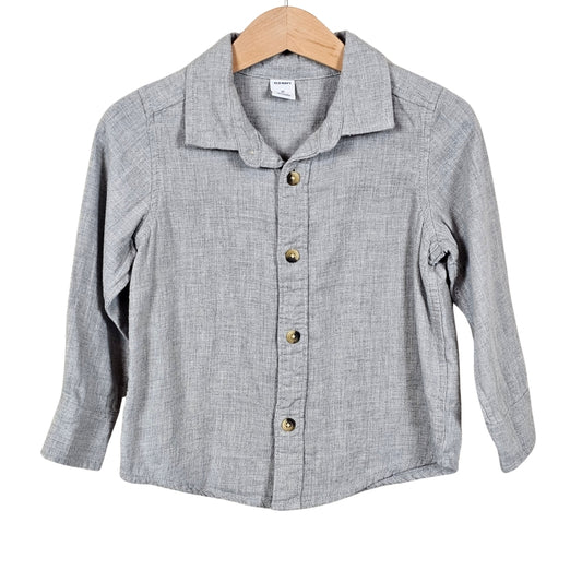 Old Navy Boys Long Sleeve Button Down Shirt Grey 2T View 1