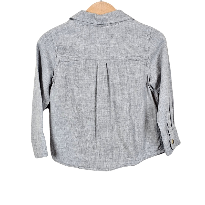 Old Navy Boys Long Sleeve Button Down Shirt Grey 2T View 2