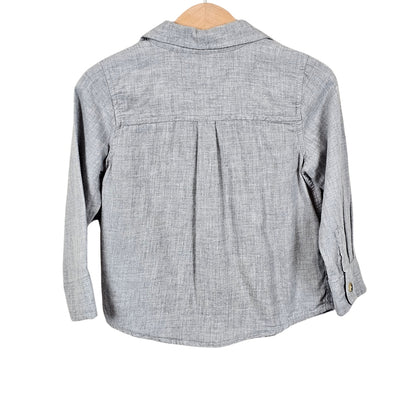 Old Navy Boys Long Sleeve Button Down Shirt Grey 2T View 2