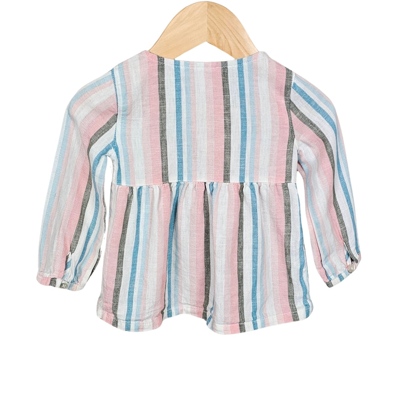 Carters Girls Striped Linen Top Pink/Blue 18M back