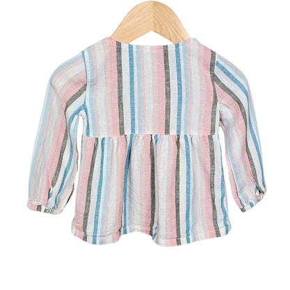 Carters Girls Striped Linen Top Pink/Blue 18M back