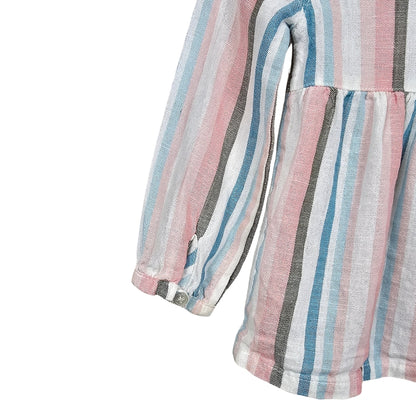 Carters Girls Striped Linen Top Pink/Blue 18M Sleeve detail