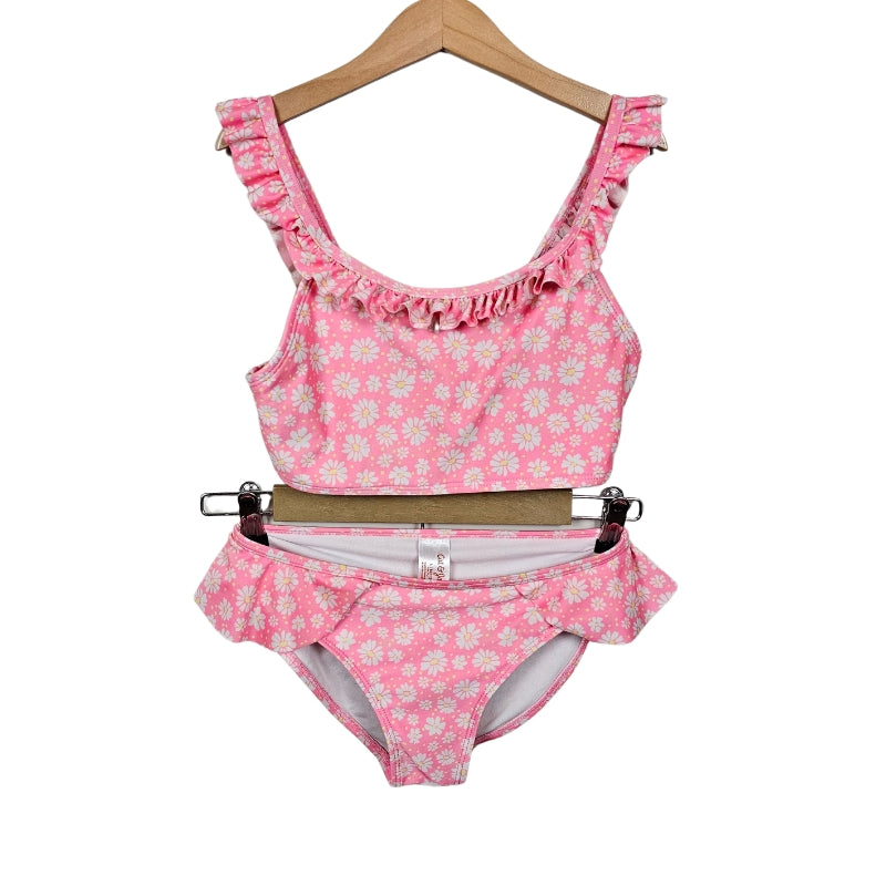 Cat & Jack 2 Piece Floral Swimsuit Size 10/12 Pink View 1