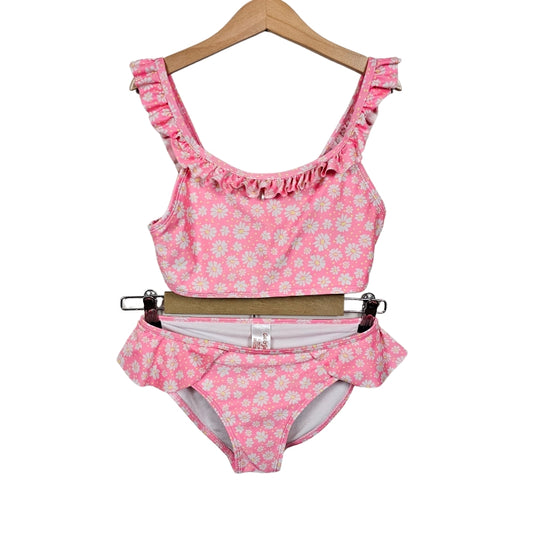 Cat & Jack 2 Piece Floral Swimsuit Size 10/12 Pink View 1
