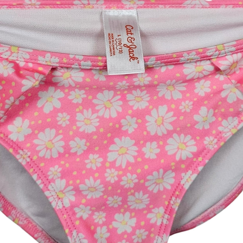 Cat & Jack 2 Piece Floral Swimsuit Size 10/12 Pink View 3