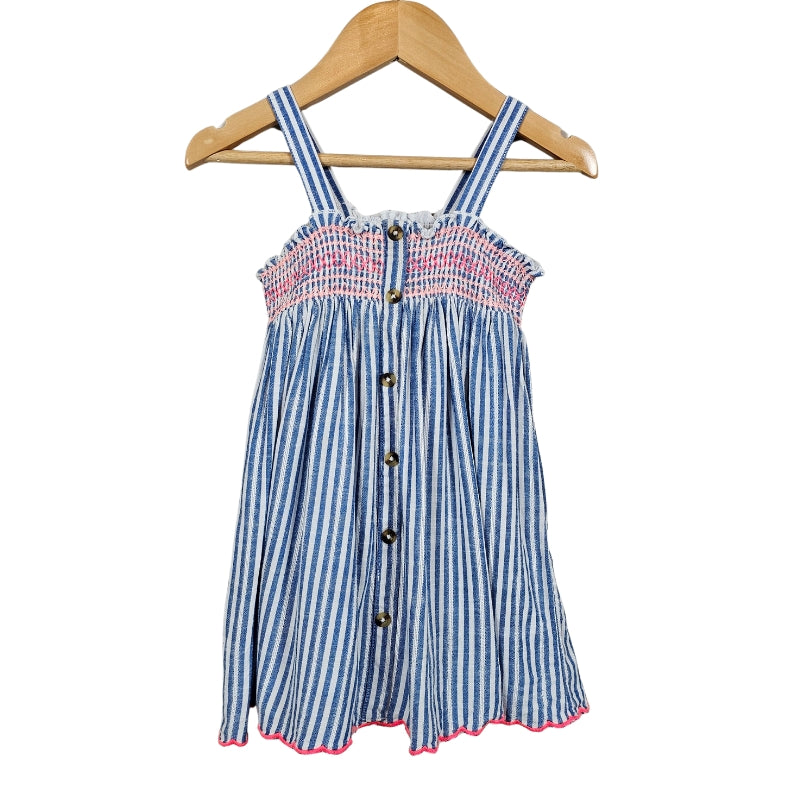 Cat & Jack Toddler Girl Sleeveless Striped Dress Blue White 3T View 1