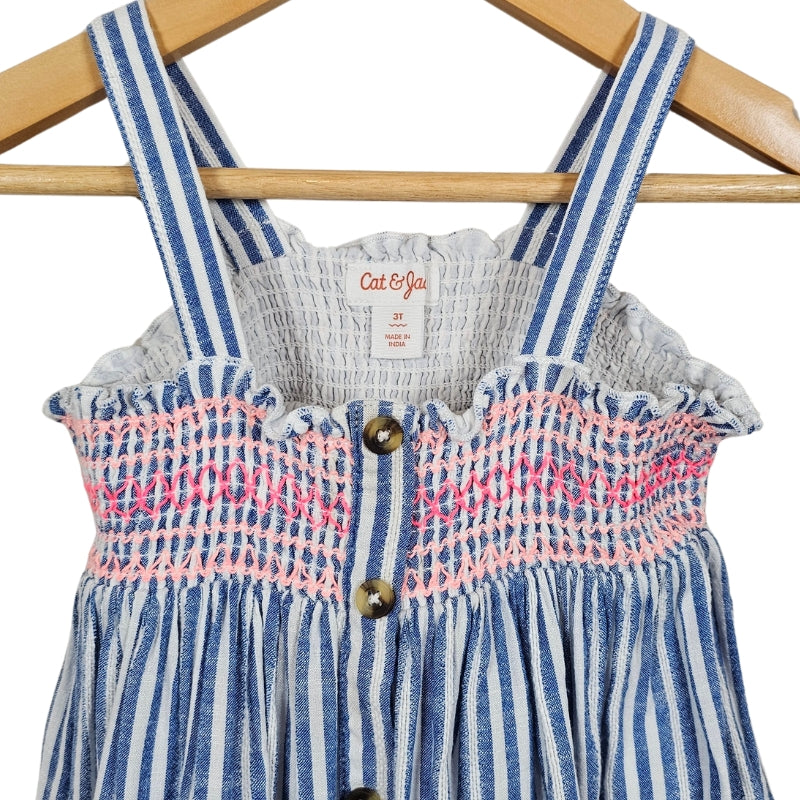 Cat & Jack Toddler Girl Sleeveless Striped Dress Blue White 3T View 3