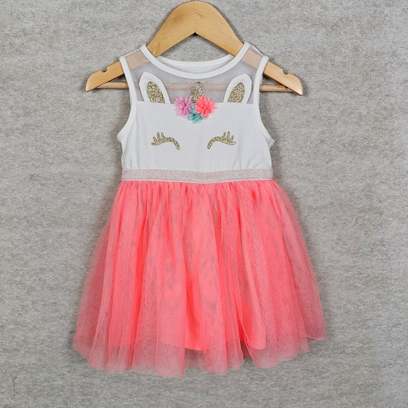 Cat & Jack Girls Unicorn Tutu Dress 2T Pink White front