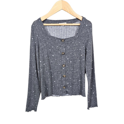 Eyeshadow Girls Long Sleeve Star Top Grey M (10) front