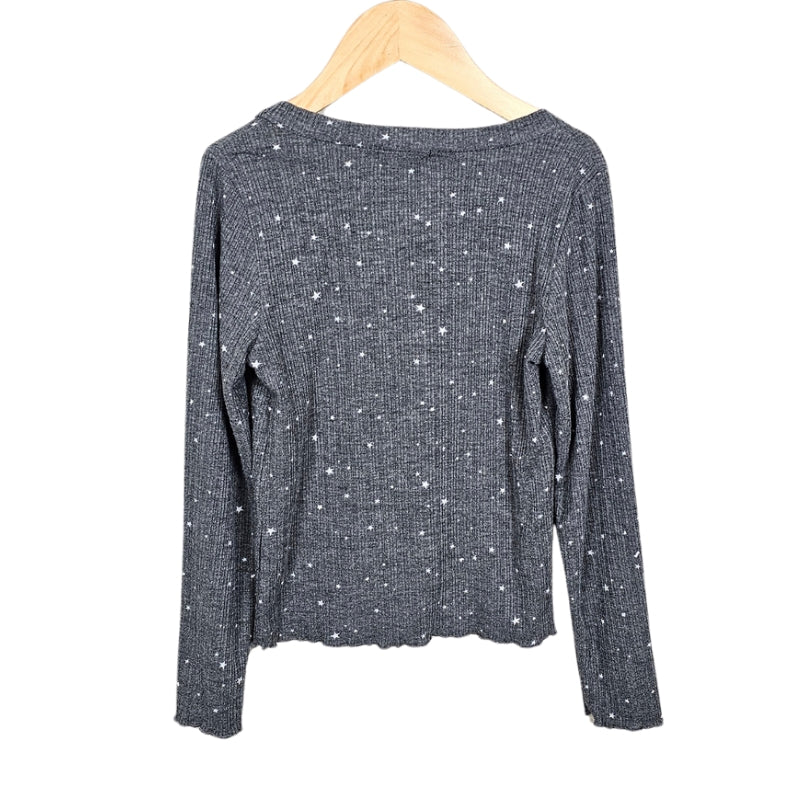 Eyeshadow Girls Long Sleeve Star Top Grey M (10) back