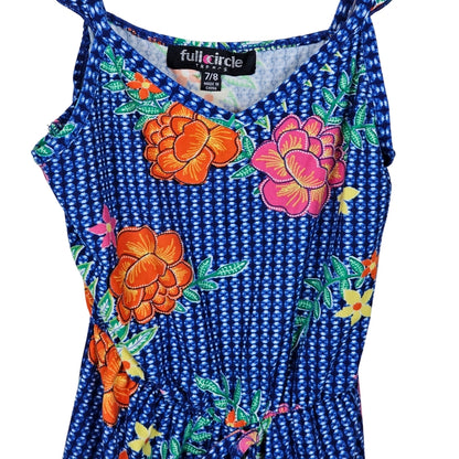 Full Circle Trends Girls Floral Romper Size 7/8 Blue tag