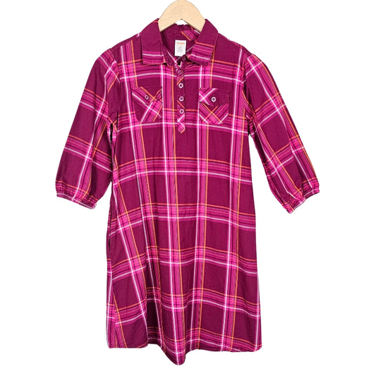 Gymboree Girls Plaid Shirt Dress Pink Size 12 Front