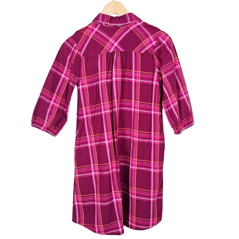 Gymboree Girls Plaid Shirt Dress Pink Size 12 back