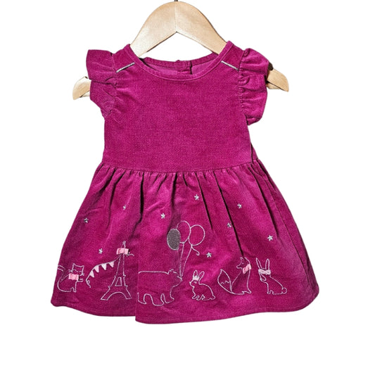 NEW Gymboree Velvet Animal Print Dress Pink 6-12M front