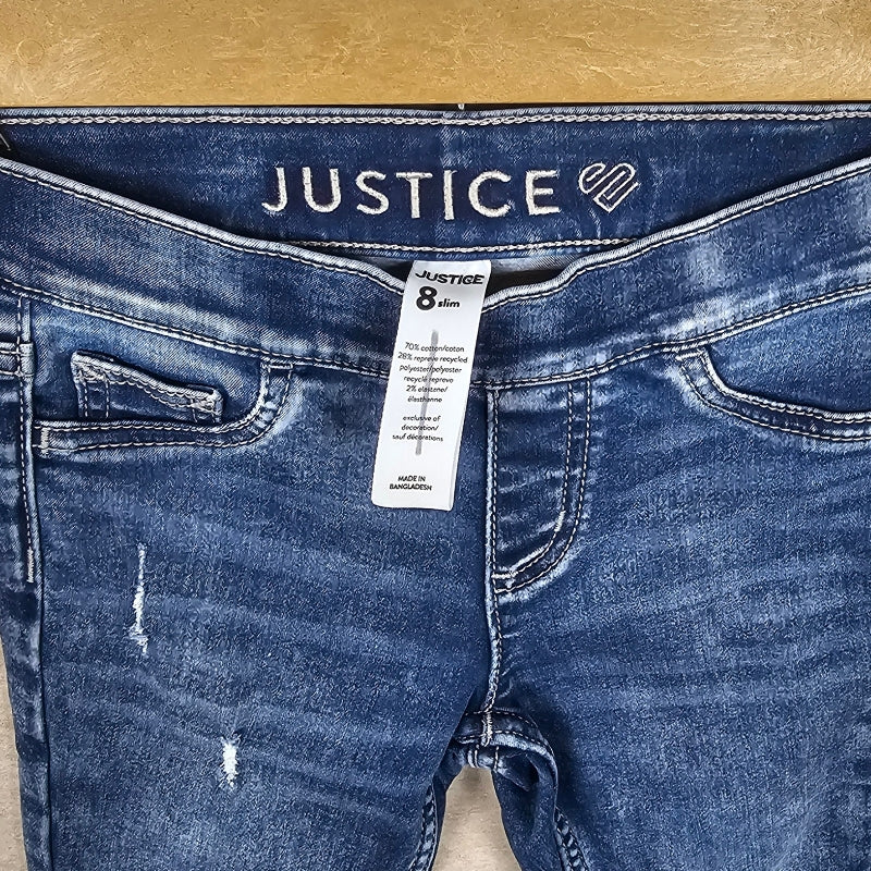 Justice Girls Jeggings Size 8 Slim Medium Wash close up